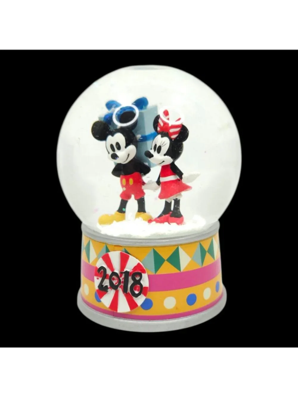 Disney Mickey and Minnie Mouse 2018 Holiday Snow Globe Collectible Original Box